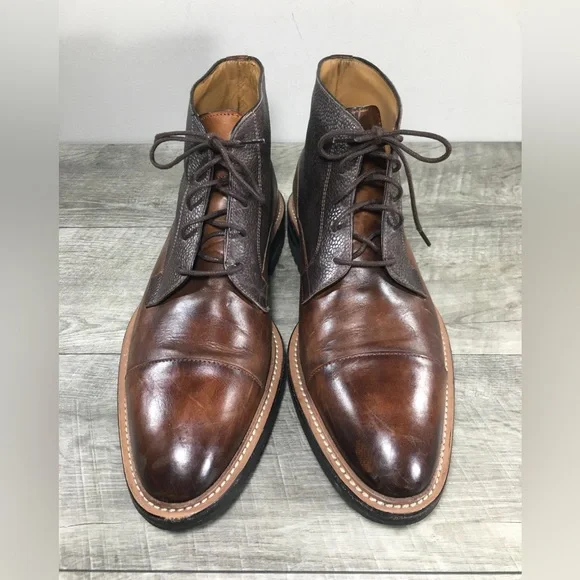 Scarpe di Bianco Brown Italian Leather Dress Men’s Luxury Shoes Boots Size 9 The Alba Brown | Men main image 4